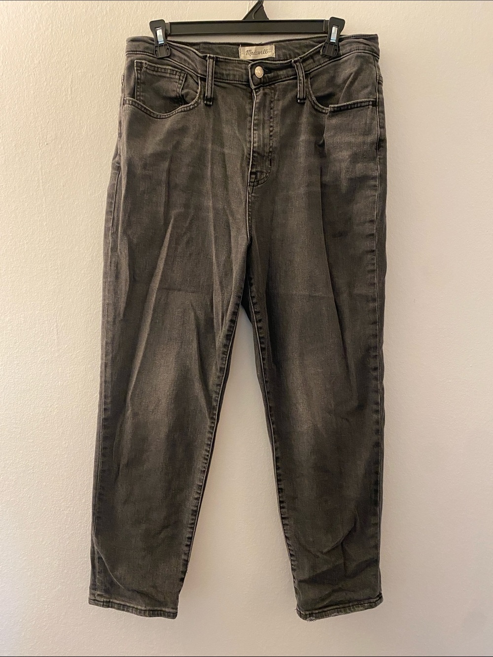Madewell Slim Straight Black Washed Women's Mom Jeans